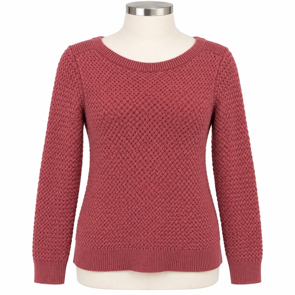 LL Bean Cotton Boatneck Sweater Women's Large Pink Casual